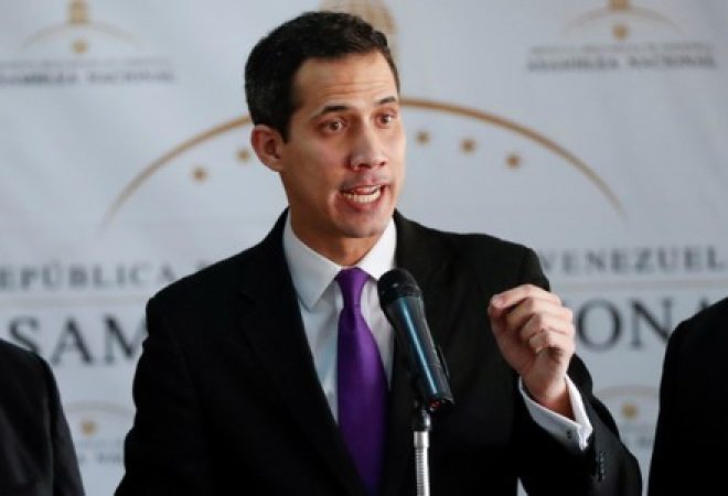 Juan Guaido, presidente da Assembleia Nacional da Venezuela, durante entrevista coletiva em Caracas