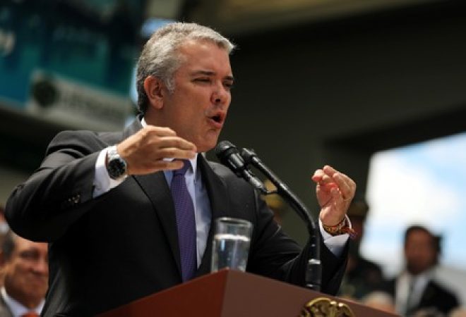 Presidente da Colômbia, Iván Duque, durante evento em Bogotá