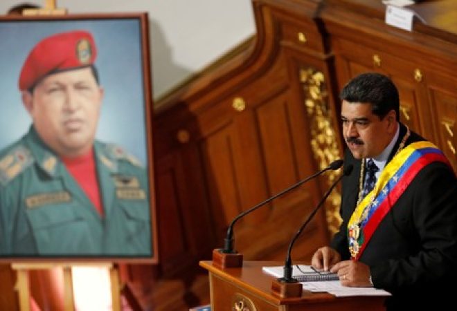 Presidente da Venezuela, Nicolás Maduro, discursa em Caracas