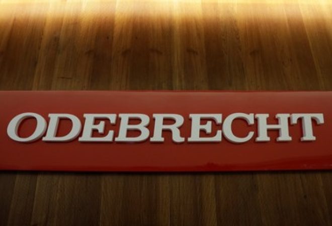 Logo da Odebrecht na sede da empresa em São Paulo