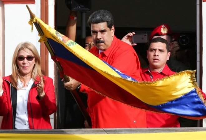 Presidente da Venezuela, Nicolás Maduro, durante manifestação de apoiadores em Caracas