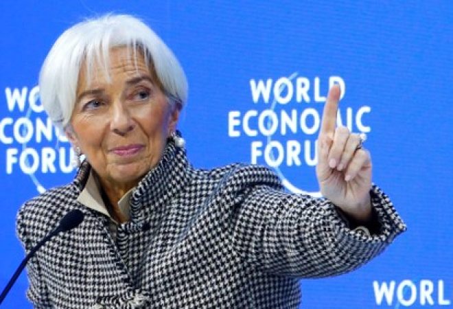 Diretora-gerente do FMI, Christine Lagarde, em Davos
