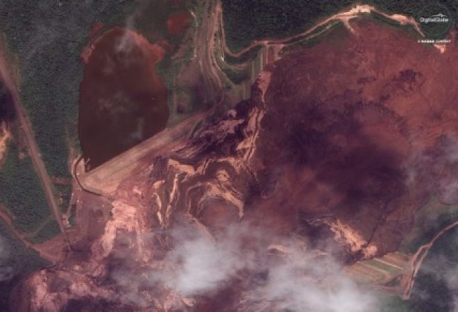 Barragem da Vale em Brumadinho após rompimento em 25 de janeiro