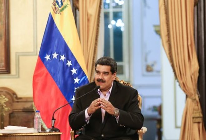 Presidente da Venezuela, Nicolás Maduro, no Palácio Miraflores em Caracas