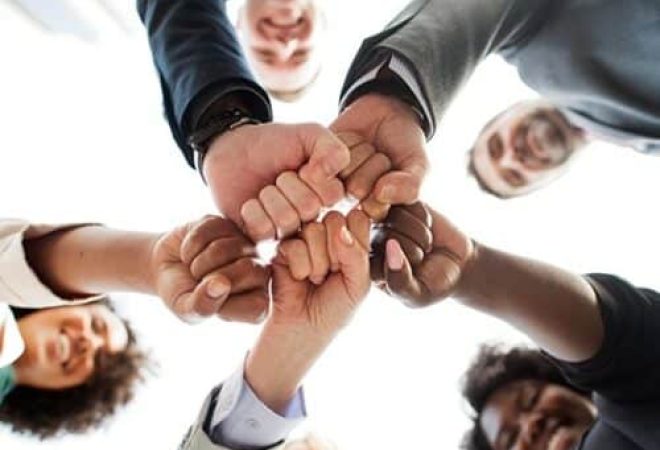 Successful and happy business team