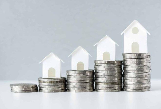 Macro shot of increase in mortgage rate concept