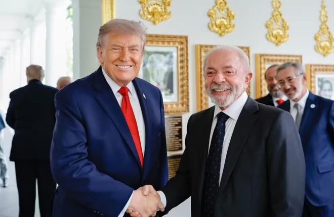 Presidentes Donald Trump e Lula durante encontro na Casa Branca. Foto: Presidência da República