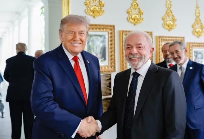 Presidentes Donald Trump e Lula durante encontro na Casa Branca. Foto: Presidência da República