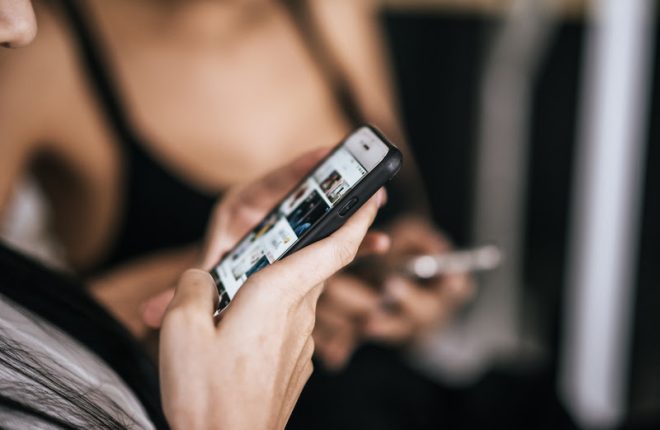 Women Touch And Chatting with smartphone