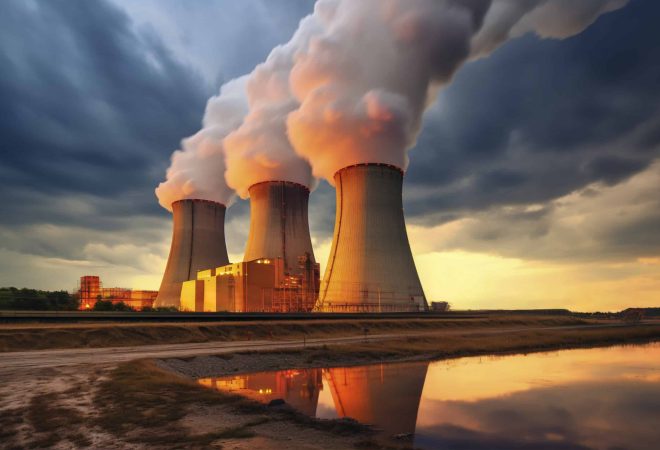 view-nuclear-power-plant-with-towers-letting-out-steam-from-process